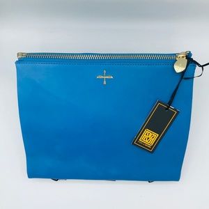 NWT POUR LA VICTOIRE SKY BLUE LEATHER CLUTCH